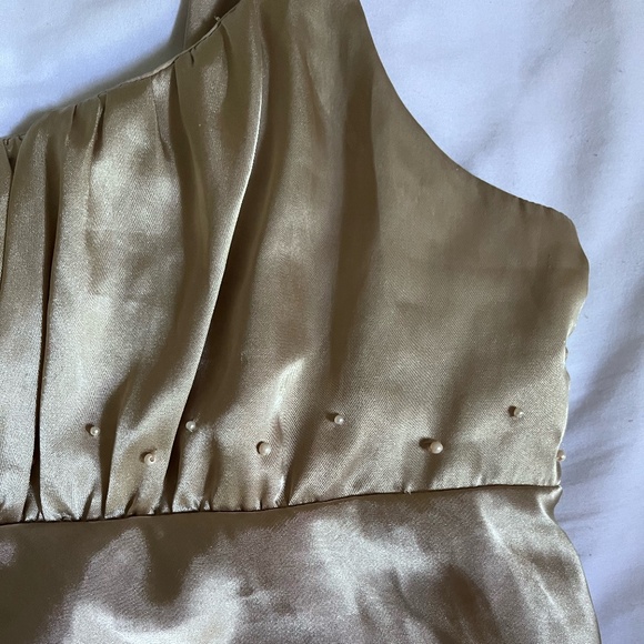 Gold Asymmetrical Ruffled Going Out Top - Picture 2 of 5